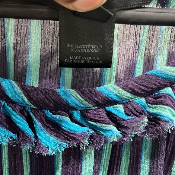 Marc Jacobs Y2K Silk Stripped Short Sleeve Blouse Sz 4 - Picture 7 of 8